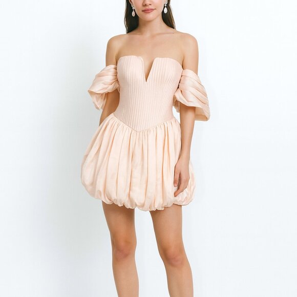 NWT Pretty Little Thing Blush Pink Bubble Mini Dress Sz 6 Party Prom Fairycore - Picture 1 of 10